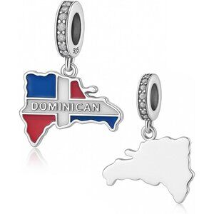 Dominican Republic Dangle Charm Sterling Silver Gift for Women